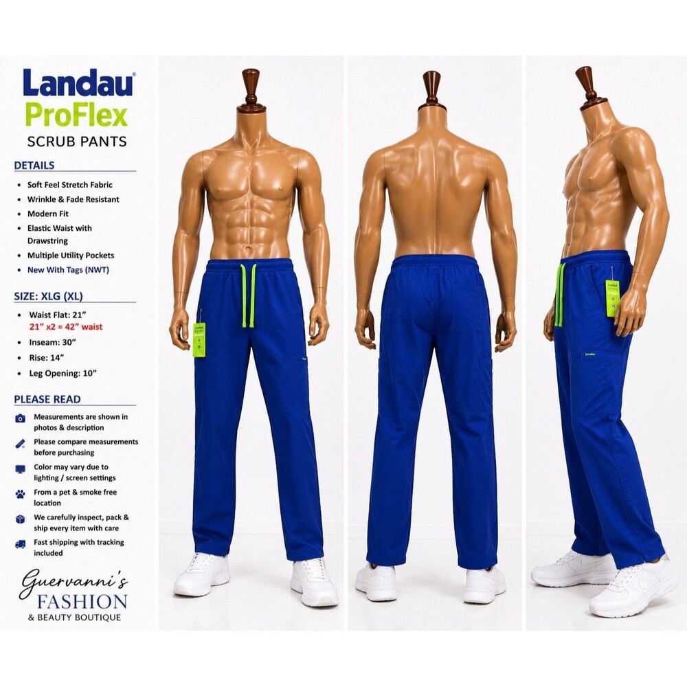 Landau Proflex  Scrub Pants  Women XLG Royal  Blue Stretch Medical Uniform NWT